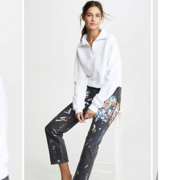 RE/DONE 70's Half Zip Sweatshirt in Off White Size Medium NWOT - Picture 5 of 10